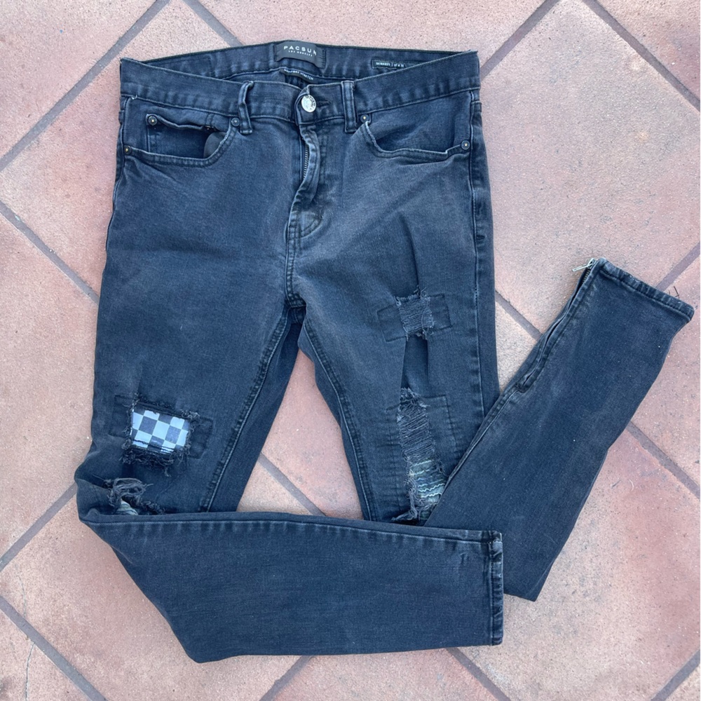 PacSun Skinniest Moto Ripped/Distressed Jeans (32x30)
